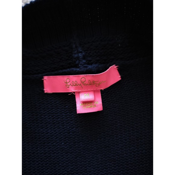 Lilly Pulitzer Women's Navy Blue Open - Front Tassel Details Cardigan Size M - Picture 8 of 9